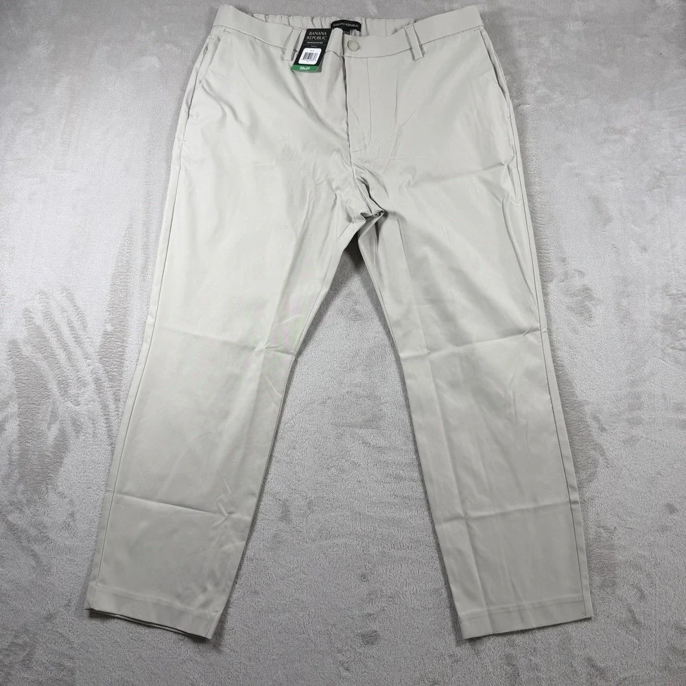 Banana Republic Mens Commuter Flex Pants Tan 38x29 Stretch Slim Fit Work
